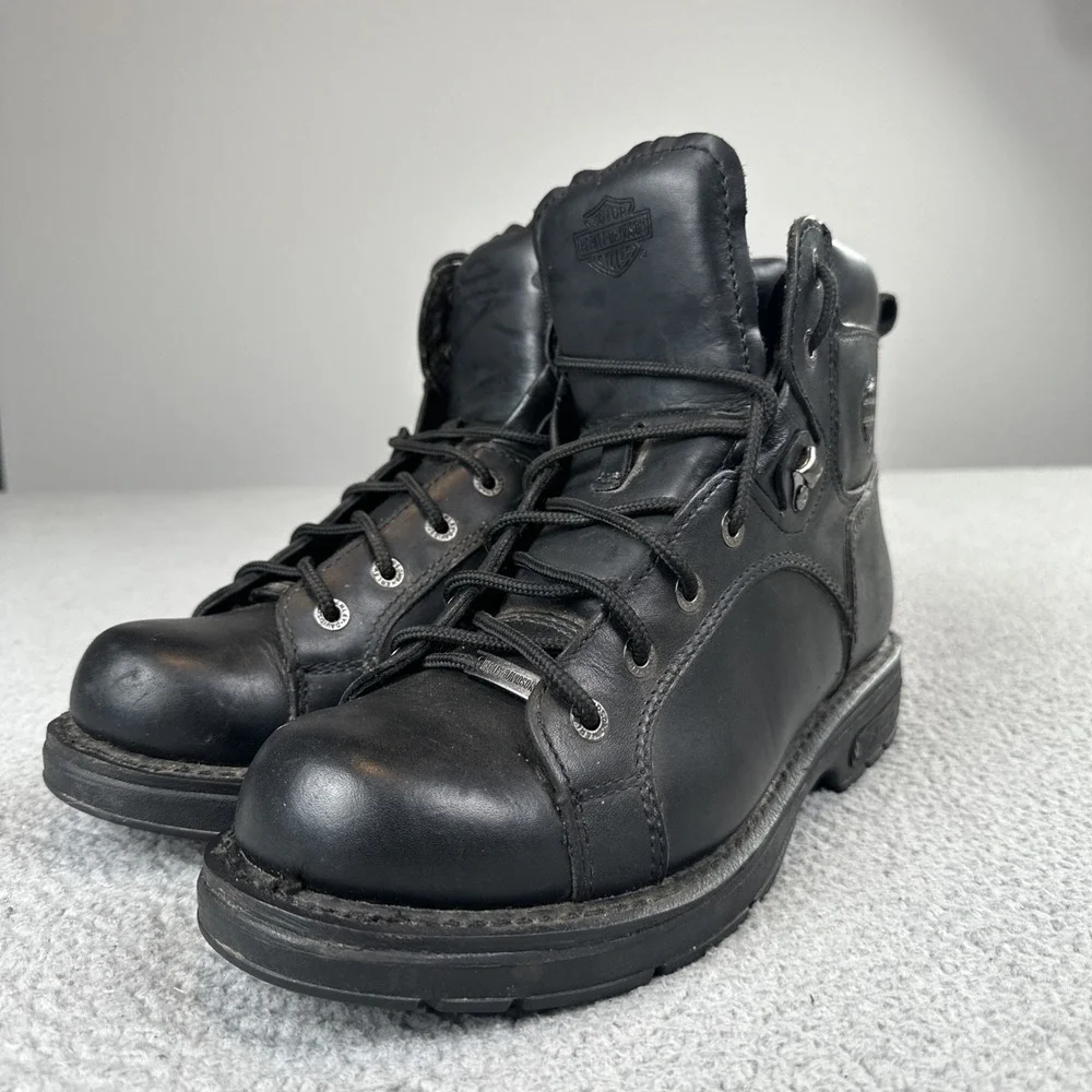 Harley Davidson Motorcycles Leather Steel Toe Riding Boots Men 10 Black Work